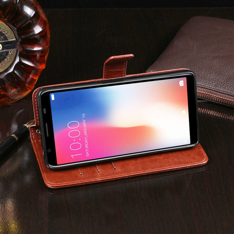 For Doogee X55 idewei Crazy Horse Texture Horizontal Flip Leather Case with Holder & Card Slots & Wallet(Black)