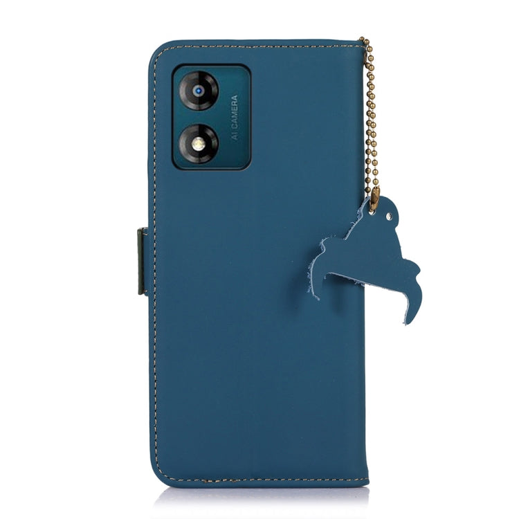 For Motorola Moto G53 5G Genuine Leather Magnetic RFID Leather Phone Case(Blue)