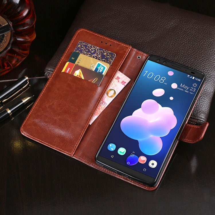 For HTC U12+ idewei Crazy Horse Texture Horizontal Flip Leather Case with Holder & Card Slots & Wallet(Black)