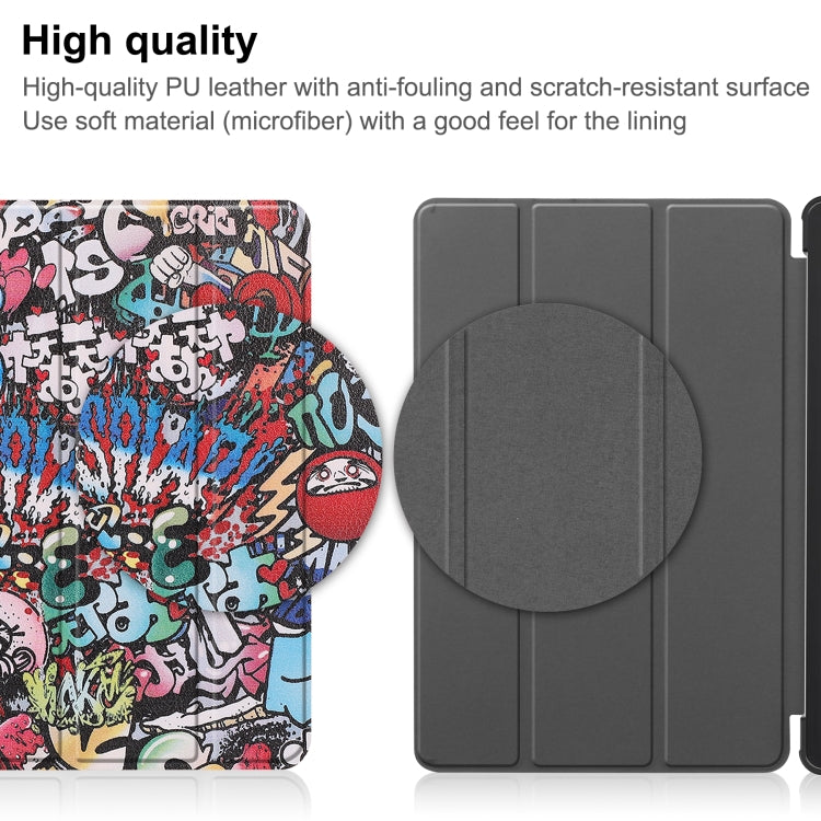 For Huawei Matepad SE 10.4 Custer Painted 3-Fold Holder Leather Tablet Case(Graffiti) - Huawei by PMC TechLife | Online Shopping South Africa | PMC TechLife | Buy Now Pay Later Mobicred