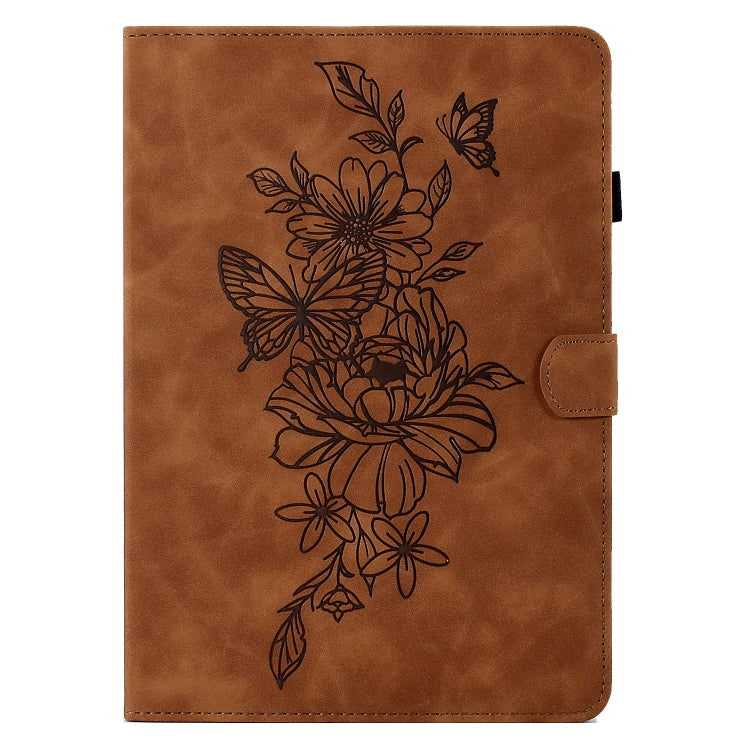 For 8 inch Tablets Peony Butterfly Embossed Leather Tablet Case(Brown)