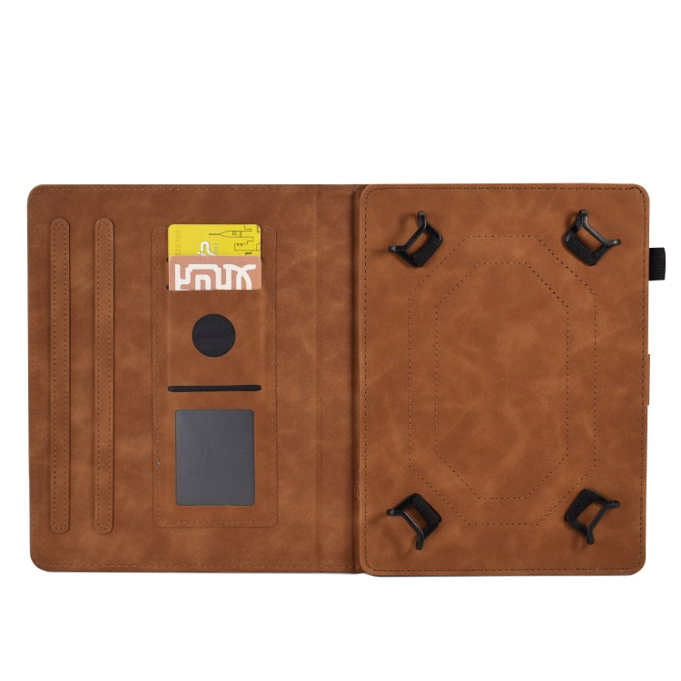 For 8 inch Tablets Peony Butterfly Embossed Leather Tablet Case(Brown)