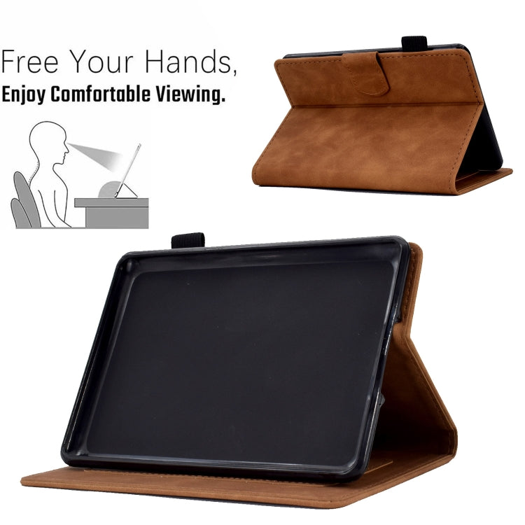 For Amazon Kindle Paperwhite 4/3/2/1 Peony Butterfly Embossed Leather Smart Tablet Case(Brown)