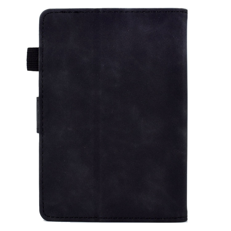 For Amazon Kindle Paperwhite 4/3/2/1 Peony Butterfly Embossed Leather Smart Tablet Case(Black)