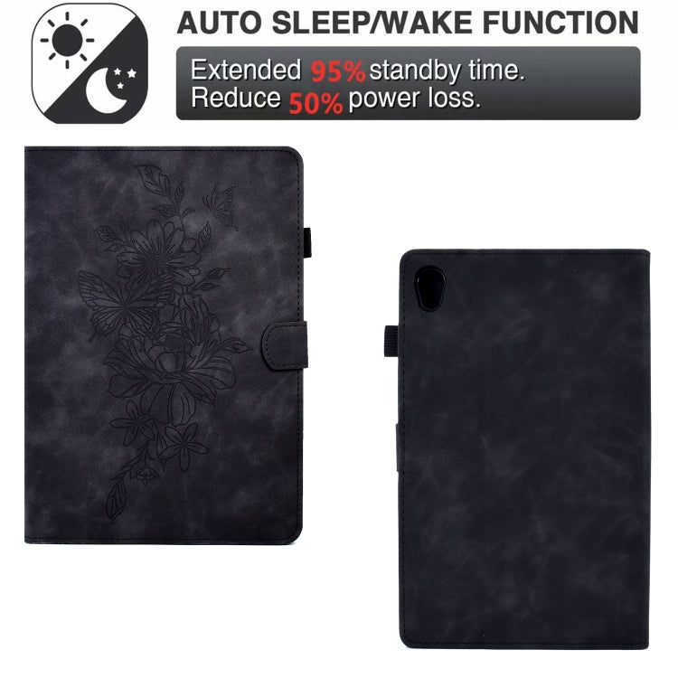 For Lenovo Tab M10 Gen 2 Peony Butterfly Embossed Leather Smart Tablet Case(Black) - Lenovo by PMC TechLife | Online Shopping South Africa | PMC TechLife | Buy Now Pay Later Mobicred
