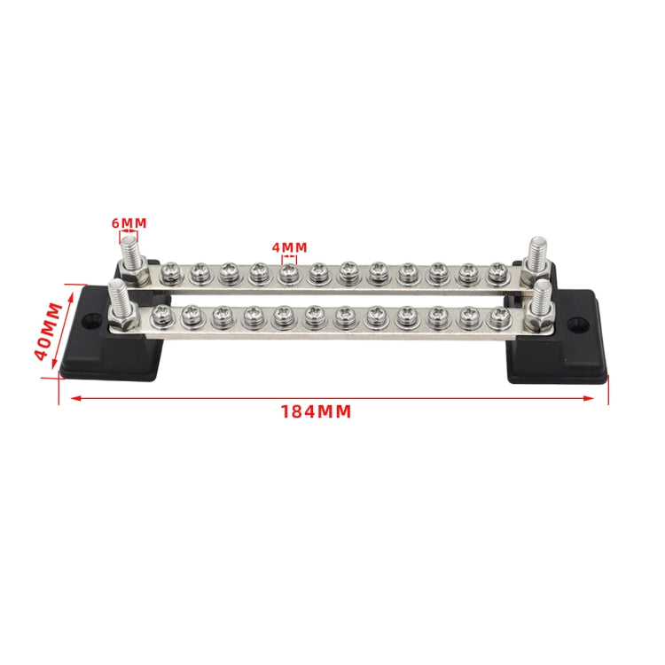 CP-3053 150A 12-48V RV Yacht Double-row 12-way Busbar with 28pcs Terminals(Black) - Booster Cable & Clip by PMC TechLife | Online Shopping South Africa | PMC TechLife | Buy Now Pay Later Mobicred
