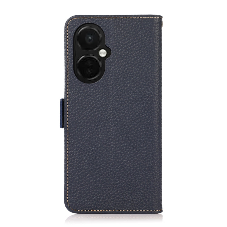 For OnePlus Nord CE 3 KHAZNEH Side-Magnetic Litchi Genuine Leather RFID Phone Case(Blue)