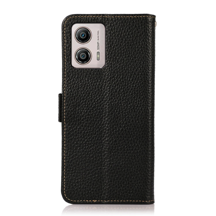 For Motorola Moto G13 / G23 / G53 5G KHAZNEH Side-Magnetic Litchi Genuine Leather RFID Phone Case(Black)