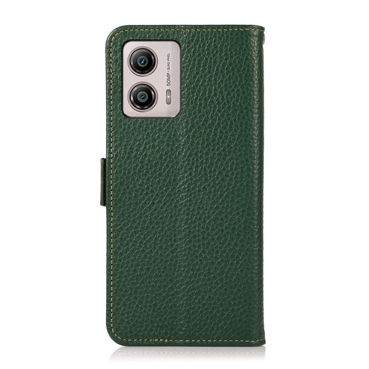 For Motorola Moto G13 / G23 / G53 5G KHAZNEH Side-Magnetic Litchi Genuine Leather RFID Phone Case(Green)