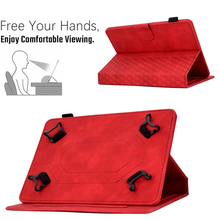 For 7.0 inch Universal Tablet Rhombus Embossed Leather Case(Red)
