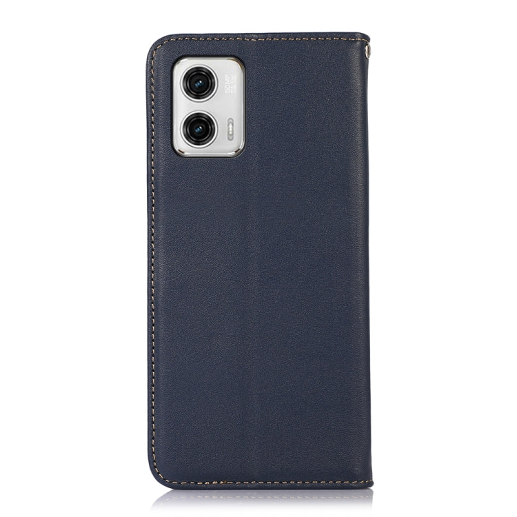 For Motorola Moto G73 5G KHAZNEH Nappa Top Layer Cowhide Leather Phone Case(Blue)