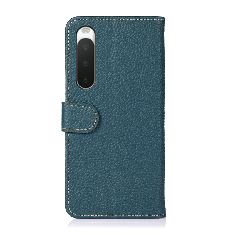 For Sony Xperia 10 IV KHAZNEH Litchi Genuine Leather Phone Case(Green)