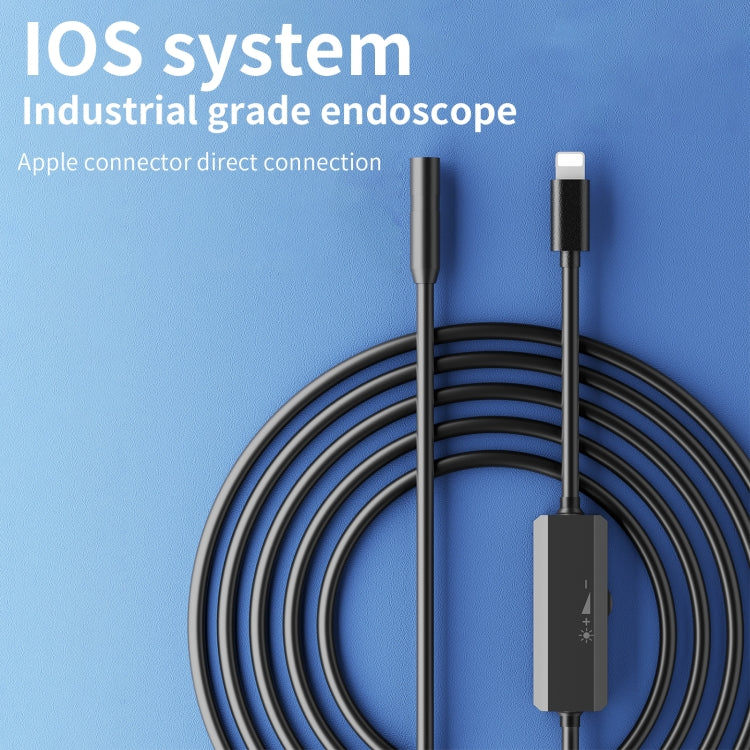 AN112 IP68 8LEDS 8mm Industrial Videoscope for iPhone 8 Pin, Length:10m Flexible Line