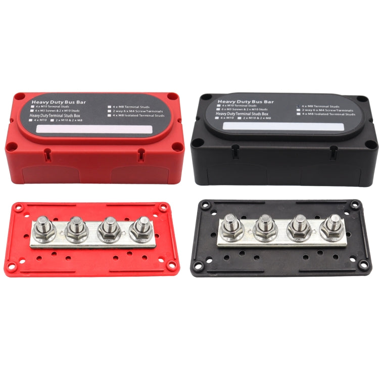 CP-3090 1 Pair 300A 48V 4-way M10 Terminal Busbar(Black + Red) - Booster Cable & Clip by PMC TechLife | Online Shopping South Africa | PMC TechLife