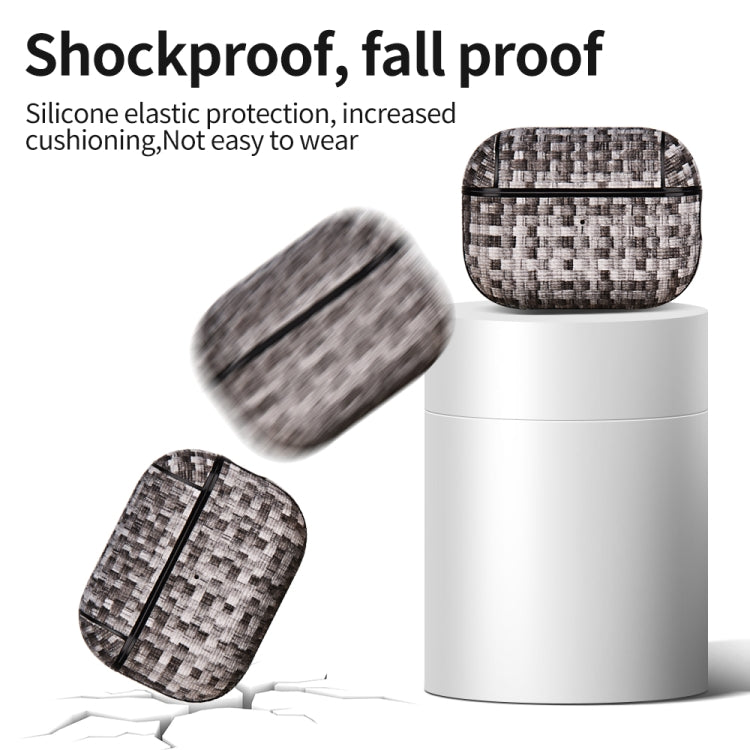 For AirPods Pro 2 PC Woven Leather Skin Earphone Case(Light Yellow)