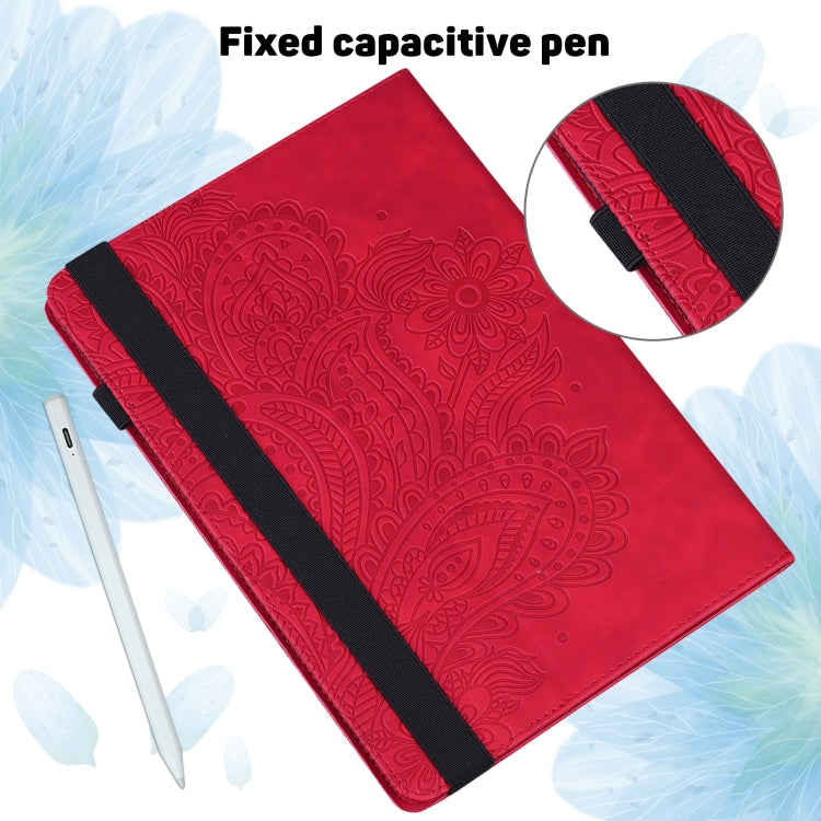 For Lenovo Tab P11 Gen 2 Peacock Embossed Pattern Leather Tablet Case(Red)