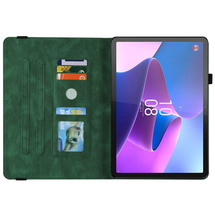 For Lenovo Tab P11 Gen 2 11.5 Butterfly Flower Embossed Leather Tablet Case(Green)