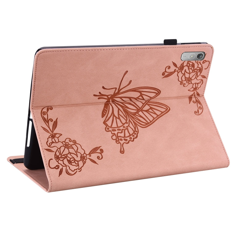 For Lenovo Tab P11 Gen 2 11.5 Butterfly Flower Embossed Leather Tablet Case(Rose Gold)