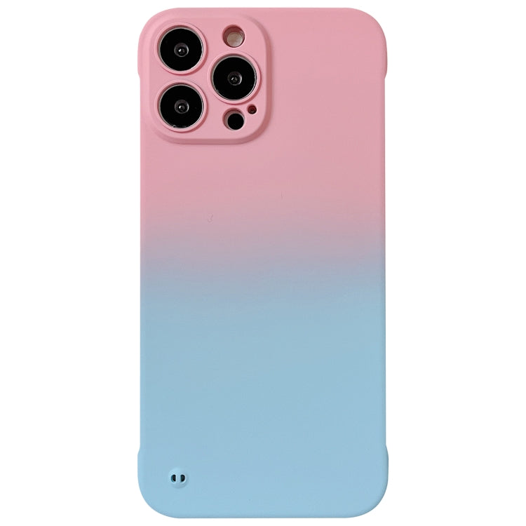 For iPhone 14 Pro Frameless Skin Feel Gradient Phone Case(Pink + Light Blue)