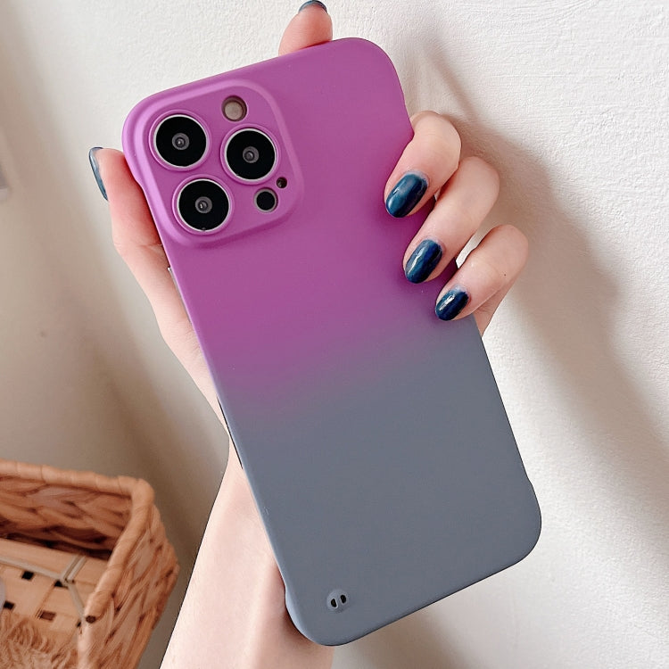For iPhone 13 Pro Max Frameless Skin Feel Gradient Phone Case(Dark Purple + Grey)