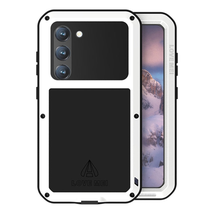 For Samsung Galaxy S23 5G LOVE MEI Metal Shockproof Life Water-resistant Dustproof Phone Case(White)