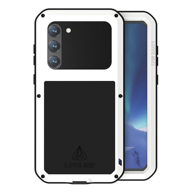 For Samsung Galaxy S23+ 5G LOVE MEI Metal Shockproof Life Water-resistant Dustproof Phone Case(White)