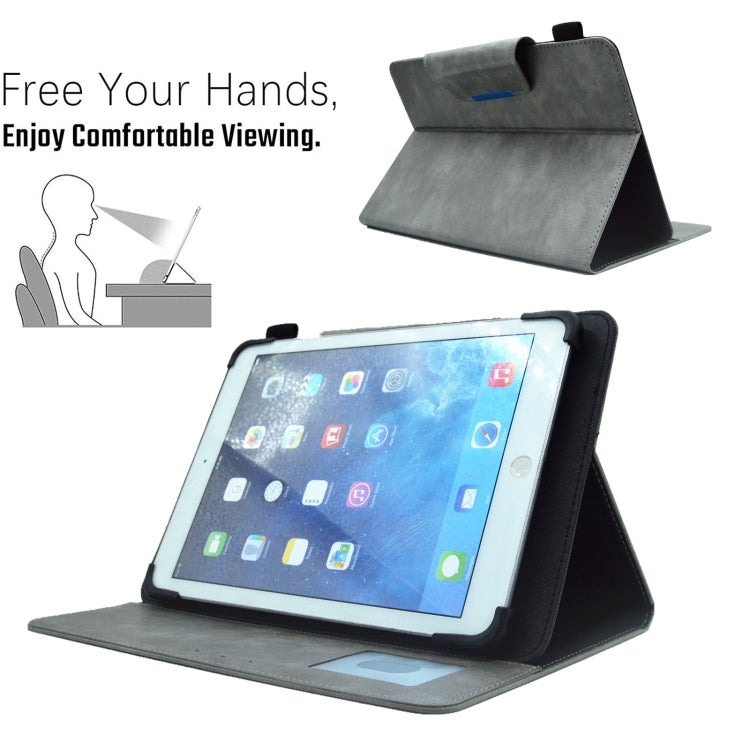 For 7 inch Suede Cross Texture Magnetic Clasp Leather Tablet Case(Grey)