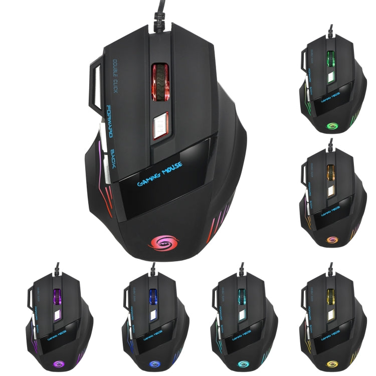 HXSJ A868 7-Keys Colorful Luminous Wired Mouse with Fire Button - Wired Mice by HXSJ | Online Shopping South Africa | PMC Jewellery | Buy Now Pay Later Mobicred