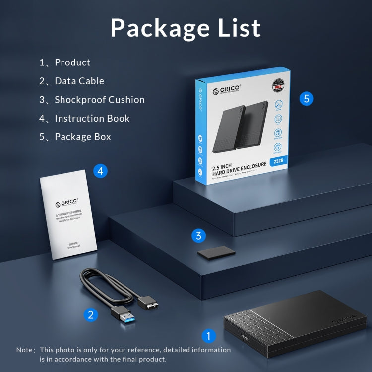 ORICO ORICO-2526U3-V1 2.5 inch USB 3.0 Micro-B Hard Drive Enclosure External Storage Case(Black) - HDD Enclosure by ORICO | Online Shopping South Africa | PMC TechLife | Buy Now Pay Later Mobicred