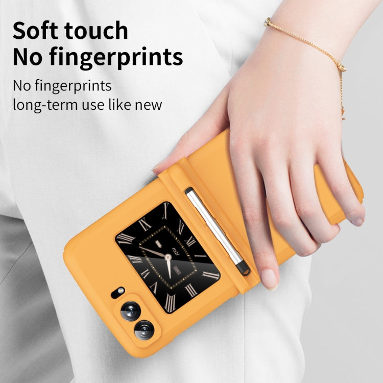 For Motorola Razr 2022 Macaron Three-piece Set Phone Case with Stylus(Orange) - Motorola Cases by PMC TechLife | Online Shopping South Africa | PMC TechLife | Buy Now Pay Later Mobicred