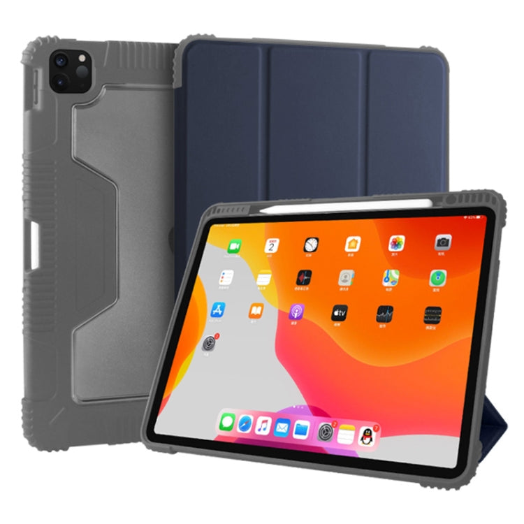 For iPad Pro 12.9 inch 2022 / 2021 / 2020 Mutural Horizontal Flip PC + TPU + PU Leather Tablet Case with Holder & Pen Slot(Dark Blue) - free shipping - PMC Jewellery - Order now!