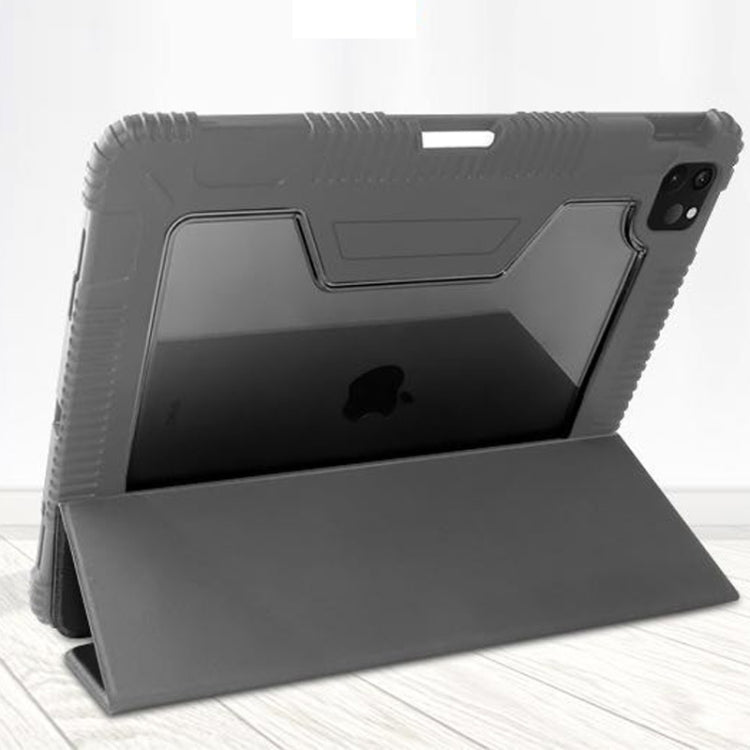 For iPad Pro 12.9 inch 2022 / 2021 / 2020 Mutural Horizontal Flip PC + TPU + PU Leather Tablet Case with Holder & Pen Slot(Dark Blue)