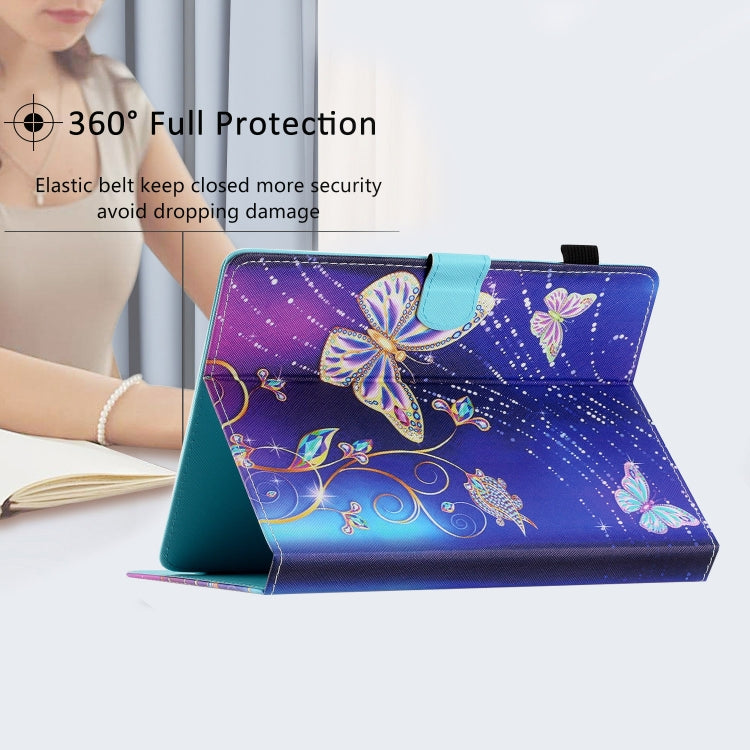 For 10 inch Coloured Drawing Stitching Leather Tablet Case(Butterfly) - 10 - 11 inch by PMC TechLife | Online Shopping South Africa | PMC TechLife | Buy Now Pay Later Mobicred