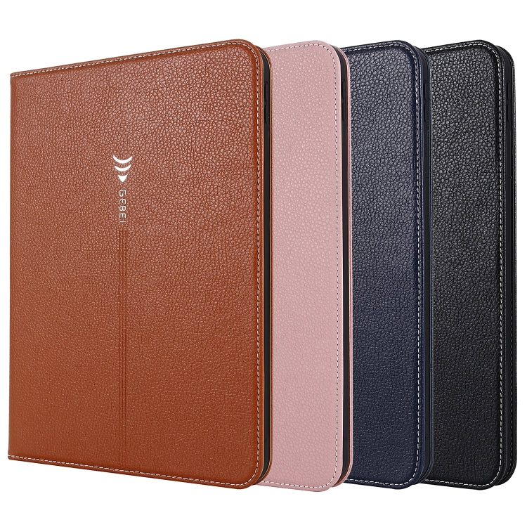 For iPad 2025 / 2022 GEBEI Silk Texture Flip Tablet Leather Case(Rose Gold)
