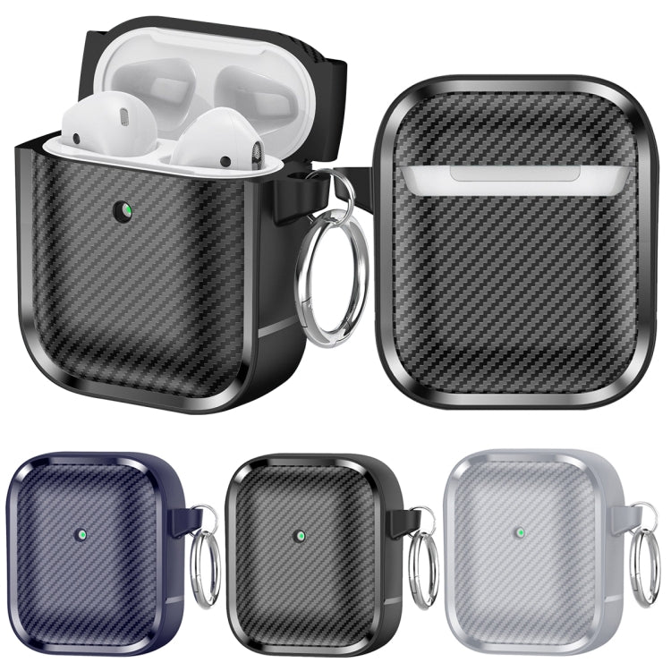 For AirPods 1 / 2 Photo Frame Carbon Fiber Series Earphone Case(Dark Blue) - For AirPods 1/2 by PMC Jewellery | Online Shopping South Africa | PMC Jewellery | Buy Now Pay Later Mobicred