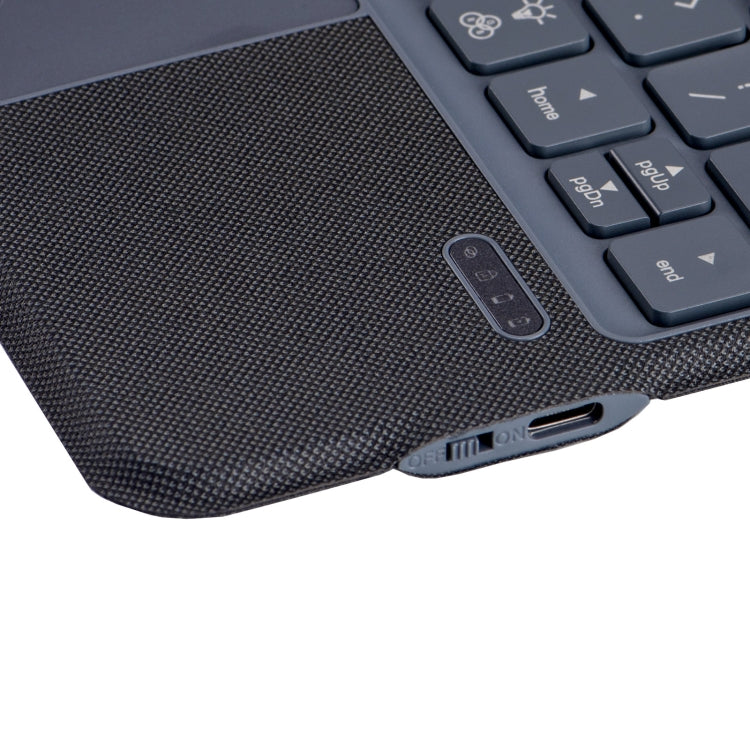 J3125-6D Backlight Bluetooth Keyboard Leather Case with Touch Pad for iPad Air 5 10.9 2022 / Air 4 10.9 2020 / iPad Pro 11 2022/2021/2020/2018(Black)