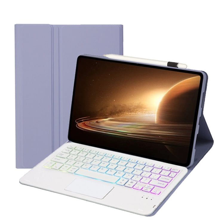 For OPPO Pad 2 11.61 inch 2023 OP13-AS Lambskin Texture Ultra-thin Detachable Backlight Bluetooth Keyboard Leather Case with Touchpad(Purple)