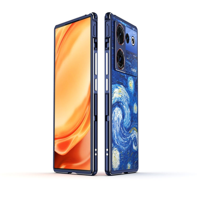 For ZTE nubia Z50 Ultra LK Aurora Metal Frame Phone Case with Lens Cover(Blue Silver) - ZTE Cases by PMC Jewellery | Online Shopping South Africa | PMC Jewellery | Buy Now Pay Later Mobicred