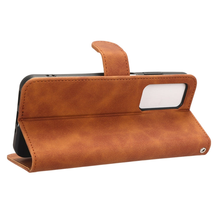For Blackview A85 Skin Feel Magnetic Flip Leather Phone Case(Brown) - More Brand by PMC TechLife | Online Shopping South Africa | PMC TechLife | Buy Now Pay Later Mobicred