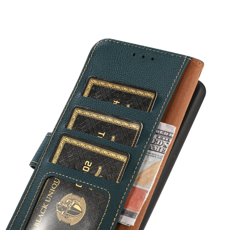 For Nokia C32 KHAZNEH Custer Genuine Leather RFID Phone Case(Green) - Nokia Cases by PMC TechLife | Online Shopping South Africa | PMC TechLife | Buy Now Pay Later Mobicred