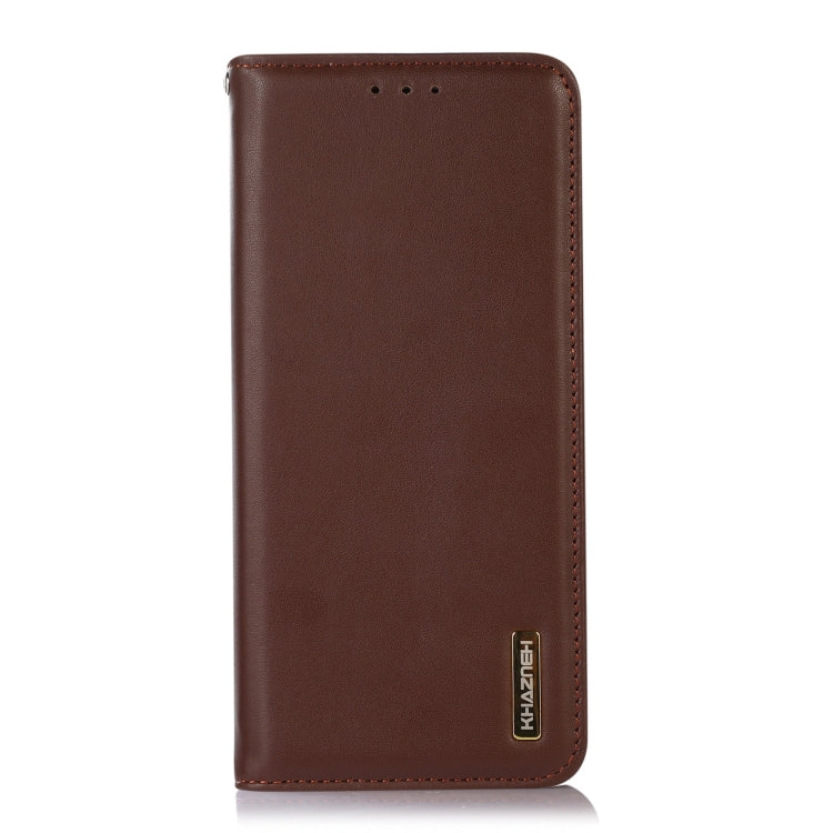 For Motorola Moto G35 KHAZNEH Nappa Top Layer Cowhide Leather Phone Case(Brown)
