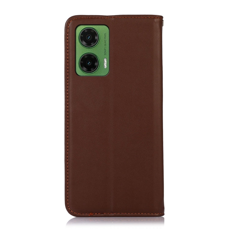 For Motorola Moto G35 KHAZNEH Nappa Top Layer Cowhide Leather Phone Case(Brown)