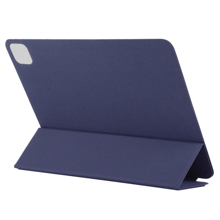 For iPad Air 13 2024 / Pro 12.9 2020 Non-buckle Double-sided Magnetic Flip Leather Tablet Case With Holder & Sleep / Wake-up Function(Dark Blue)