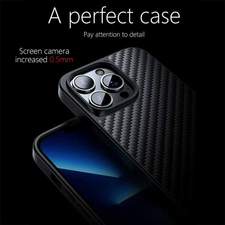 For iPhone 13 Pro wlons Magsafe Carbon Fiber Kevlar TPU Phone Case(Black)