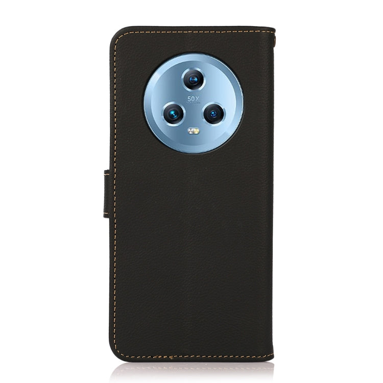 For Honor Magic5 KHAZNEH Custer Genuine Leather RFID Phone Case(Black)