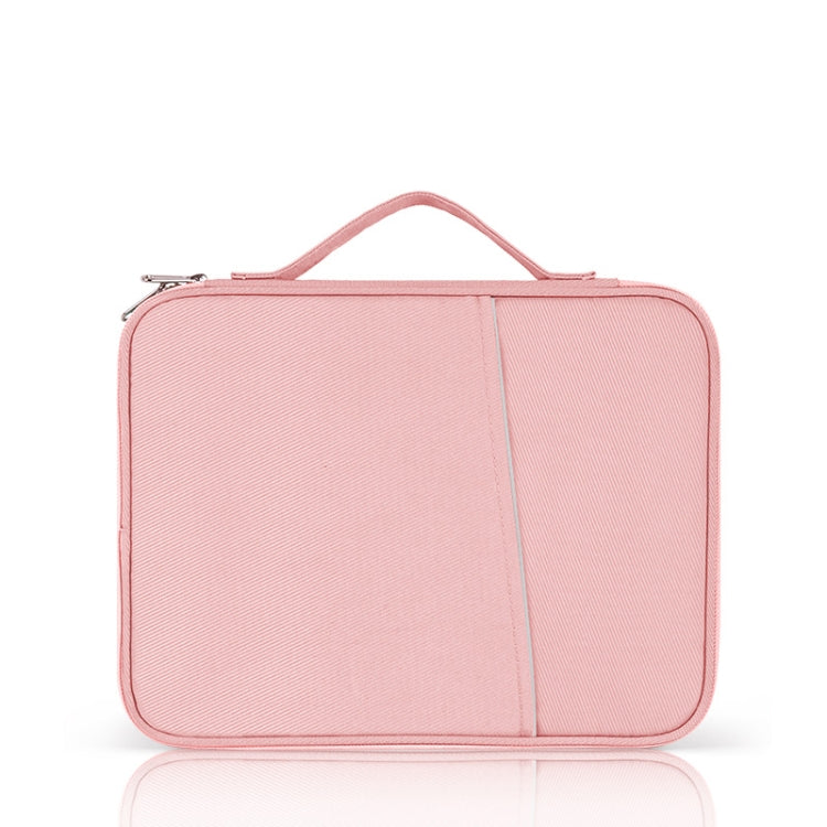 For 12.9-13 inch Laptop Portable Cloth Texture Leather Bag(Pink)