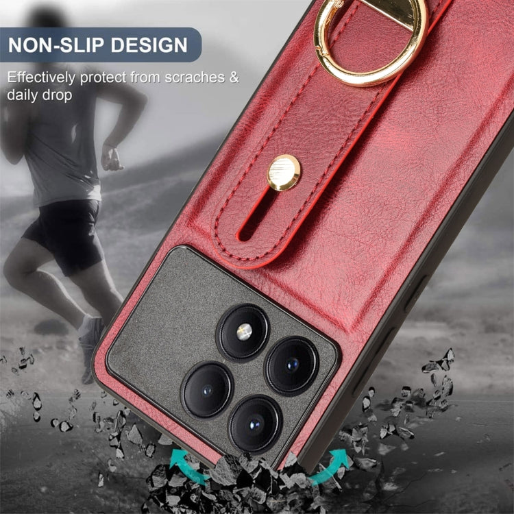 For Xiaomi Redmi K70/K70 Pro Wristband Leather Back Phone Case(Red) - Xiaomi Cases by PMC Jewellery | Online Shopping South Africa | PMC Jewellery | Buy Now Pay Later Mobicred
