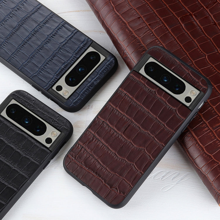 For Google Pixel 8 Pro Crocodile Texture Genuine Leather Phone Case(Brown) - Google Cases by PMC TechLife | Online Shopping South Africa | PMC TechLife | Buy Now Pay Later Mobicred
