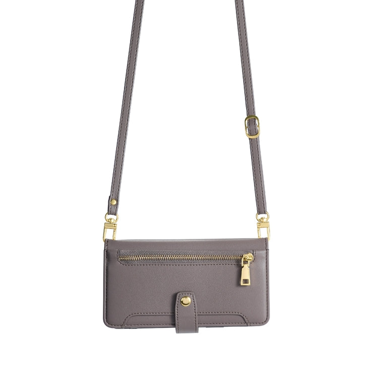 For Nokia C22 Sheep Texture Cross-body Zipper Wallet Leather Phone Case(Grey) - Nokia Cases by PMC TechLife | Online Shopping South Africa | PMC TechLife | Buy Now Pay Later Mobicred