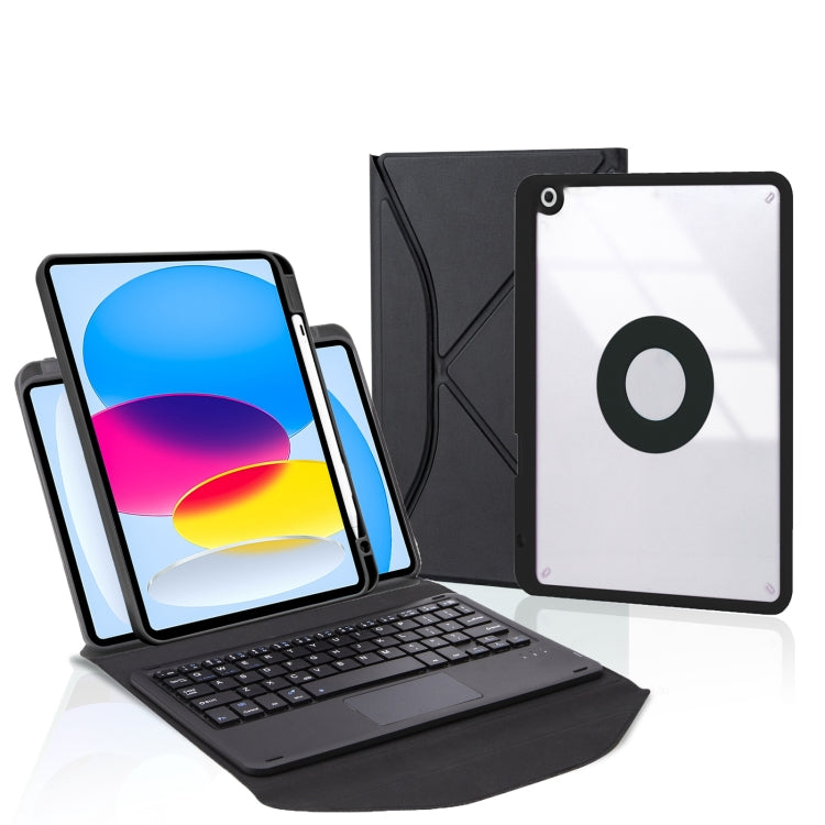 Z10B-A For iPad 10th Gen 10.9 2022 / 11 2025 Pen Slot Touchpad Bluetooth Keyboard Leather Tablet Case(Black)